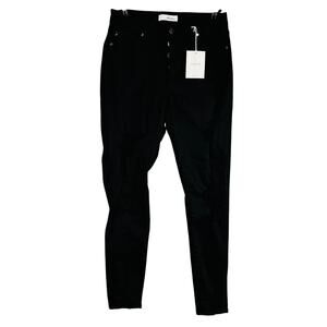KanCan Jeans Woman Sz 15/31 Black Jeans Button Fly Denim Stretch Distressed NWT